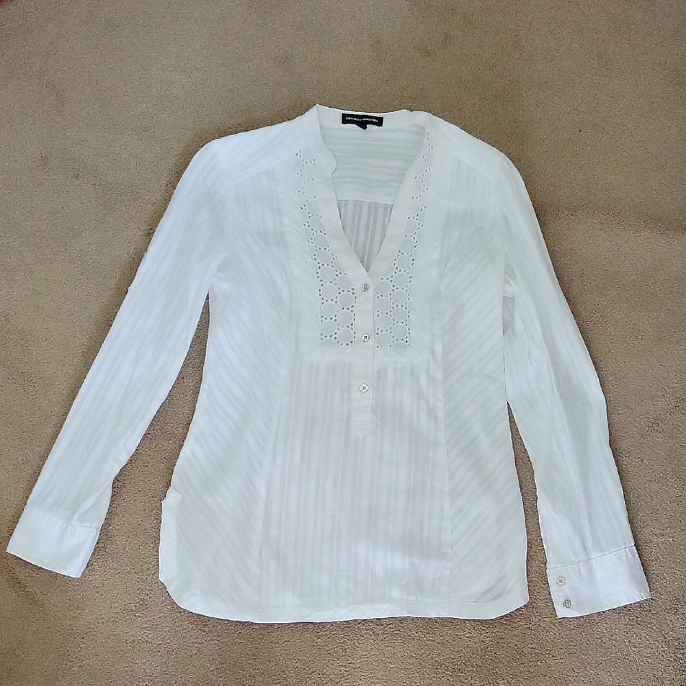 Express White Blouse with Eyelet Design